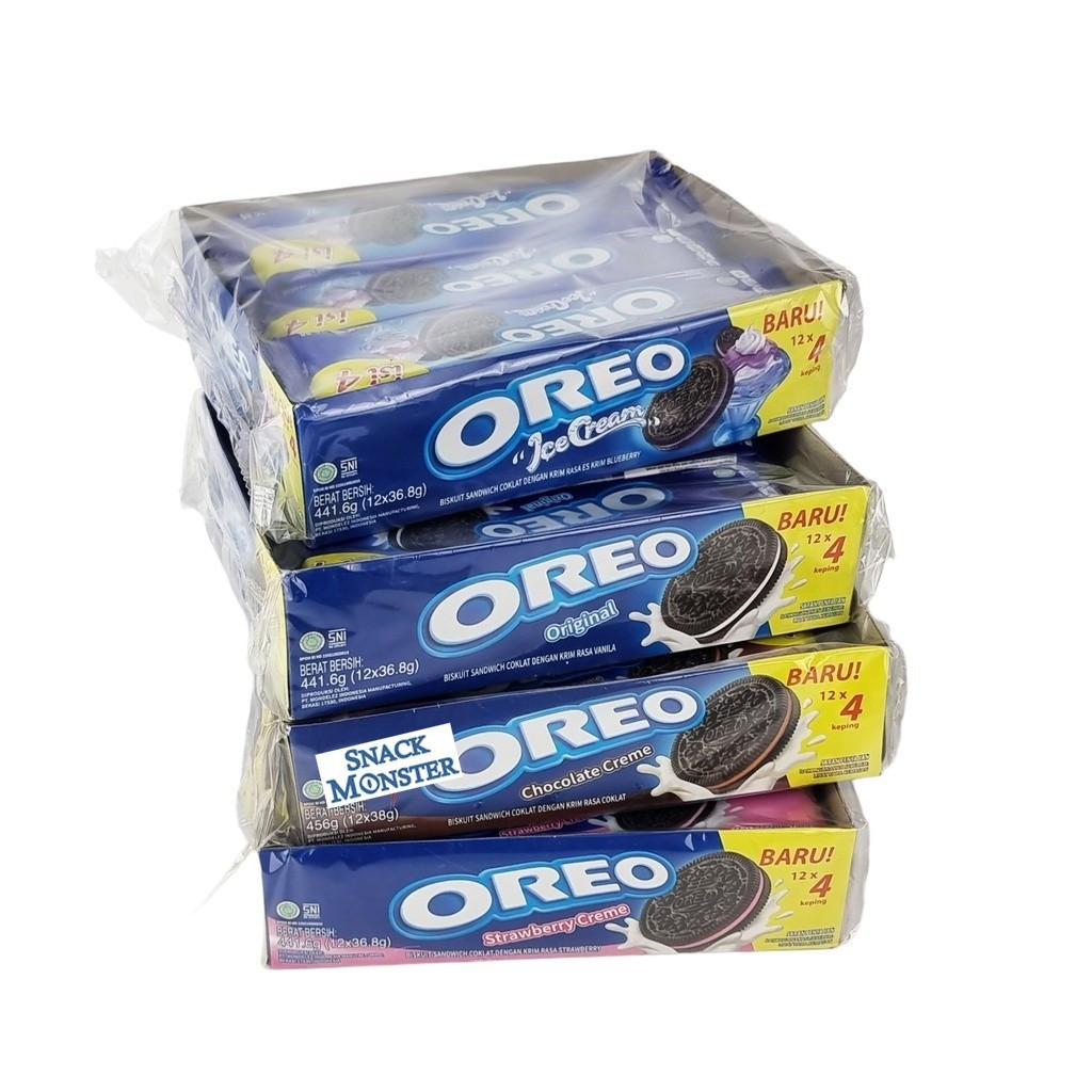 

Oreo Biskuit Chocolate Original Strawberry Creme Ice Cream 35g 1 Box Isi 12 Pcs All Variant