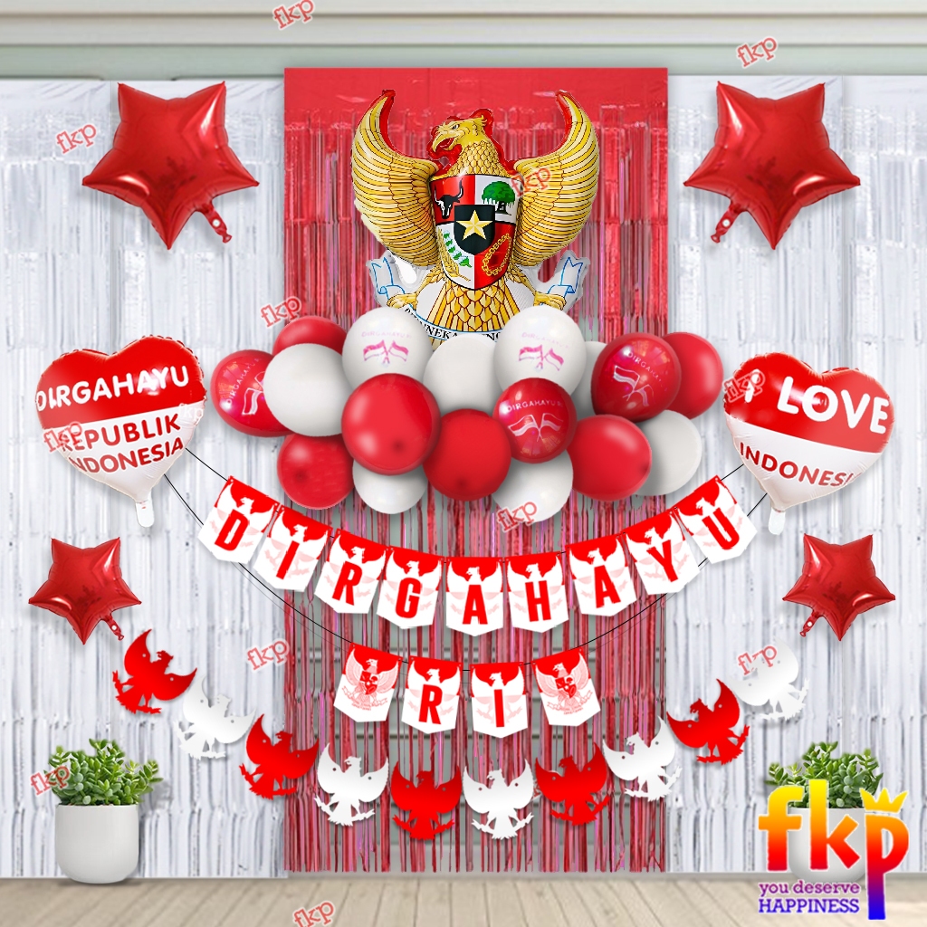 opinkrandam - fun kids party set dekorasi balon dirgahayu ri / hut ri - balon merah putih 17an