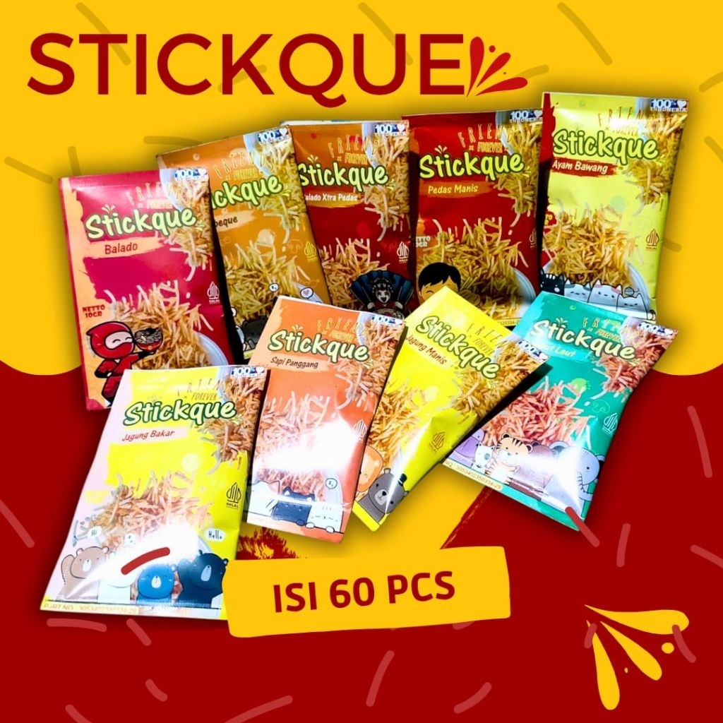 

STICKQUE 2 BALL 60PCS | Snack Tekstur Kue Bawang