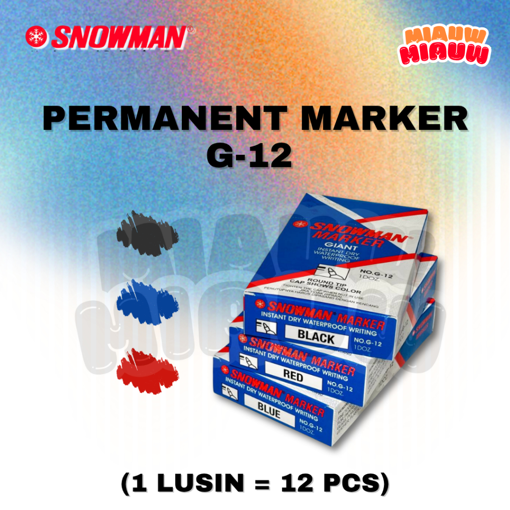 

(LUSIN) Spidol Permanen Snowman G-12 / Permanent Marker Snowman G-12 Original