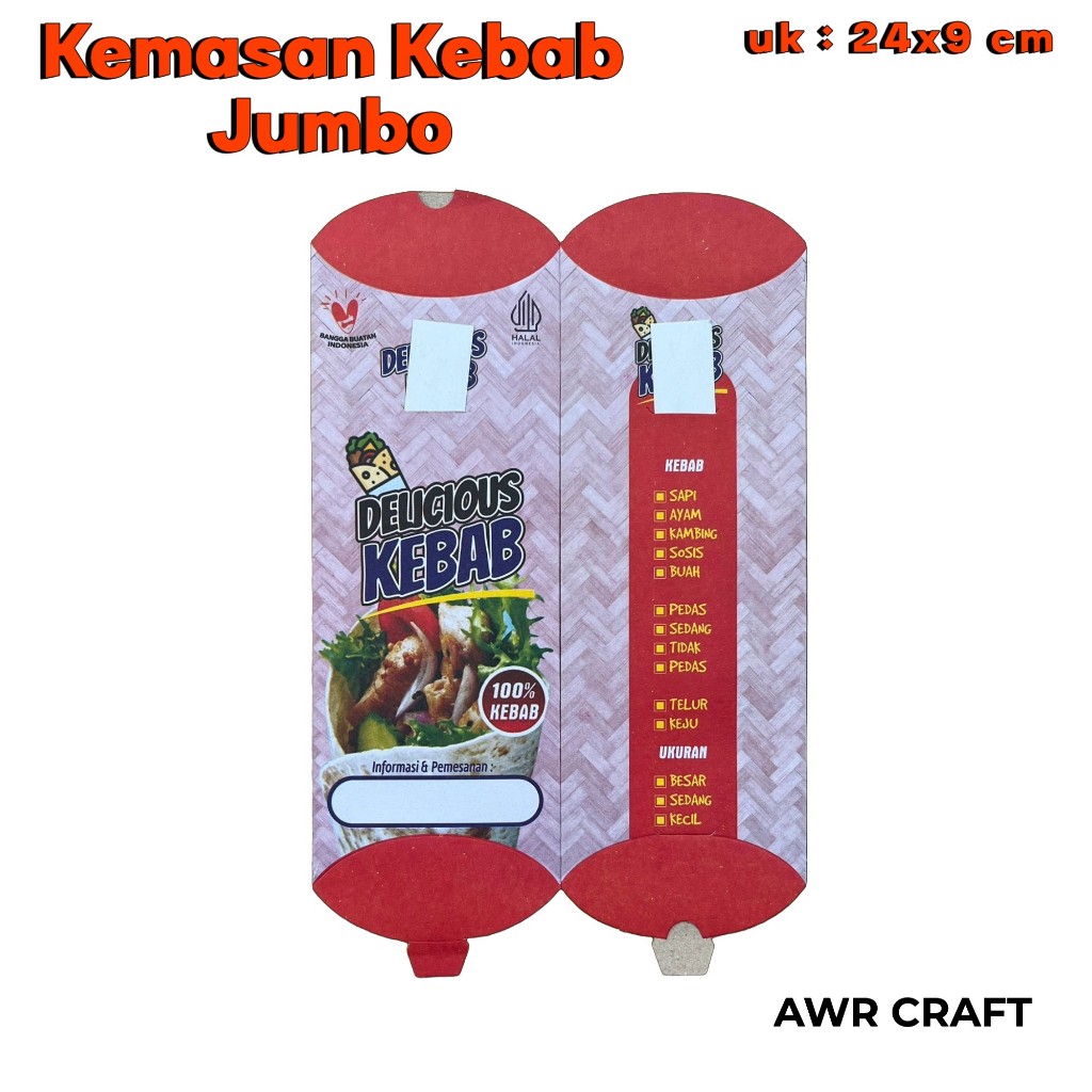 

Kertas Kebab Jumbo Ukuran 24x9 cm Isi 100 Pcs / Kemasan Kebab / Dus Kebab / Box Kebab