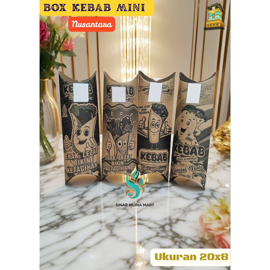 

(Coklat mini) packaging kertas kotak kebab, Bungkus Kebab Mini Hitam 20x8 , Kemasan Kebab Terbaru