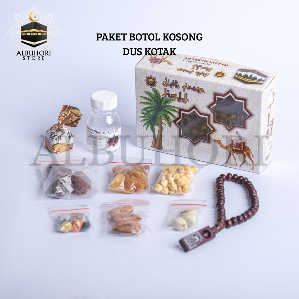 

Paket Oleh Oleh Haji dan Umroh Gift Hampers Dus Kotak Botol Kosong Tanpa Air
