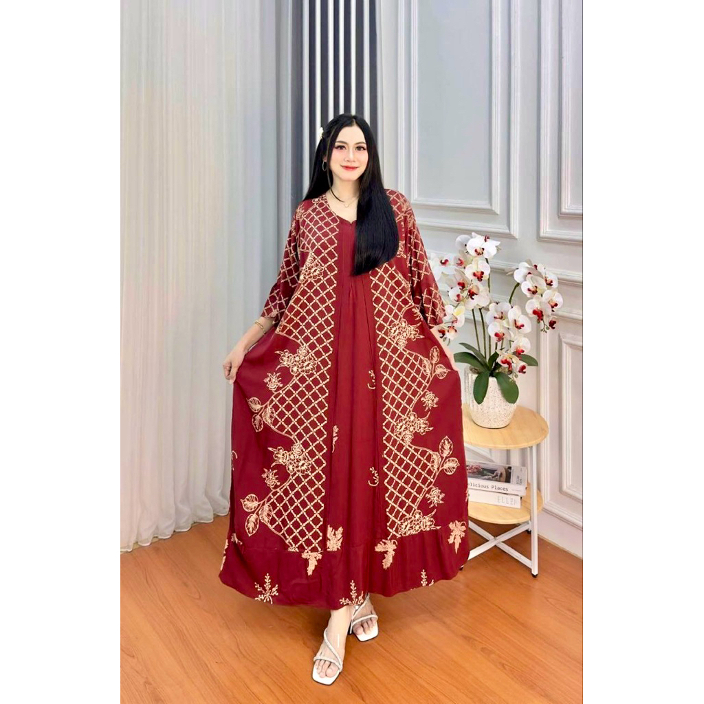 DRESS JUMBO MOTIF BUNGA WANITA LD 130 CM GAMIS FASHION DASTER BUSUI GAMIS RAYON PREMIUM OVERSIZE