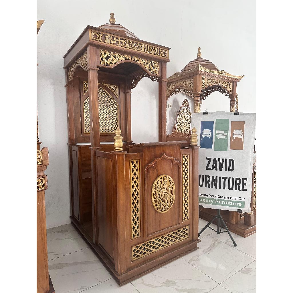 Mimbar masjid kubah, mimbar masjid kayu jati, mimbar masjid minimalis, mimbar masjid modern, mimbar 