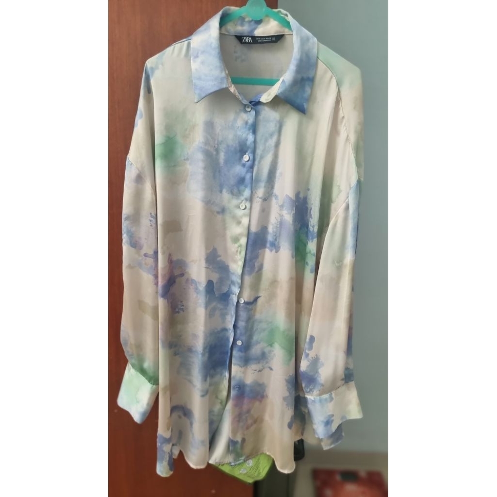 kemeja satin zara original