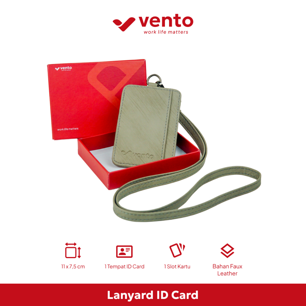 

Vento Meta - Lanyard ID Card Holder Name Tag Kantor Gantungan Kartu Pria Wanita