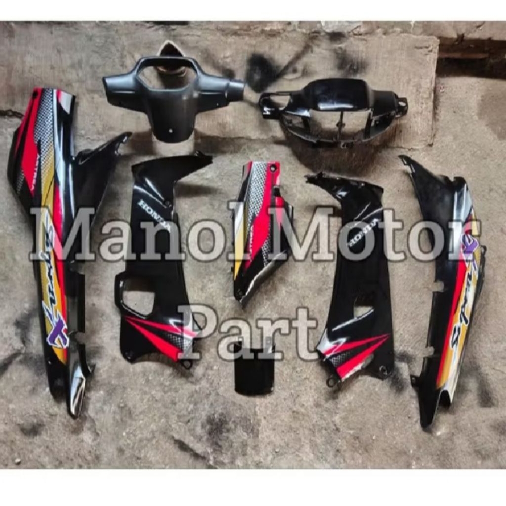 cover body belakang Supra x lama + batok depan belakang set kepang set setriping 2002 berkualitas ti