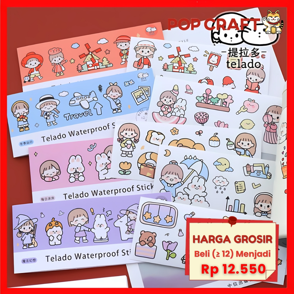 

PC Telado Waterproof Stiker / Sticker Aesthetic Dekorasi Buku Diary Lucu STIKER TUMBLR 1 Set TLD06