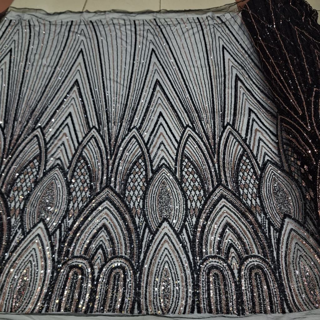 Kain tile payet sworosky jepang kain tile payet mewah ful aksesoris