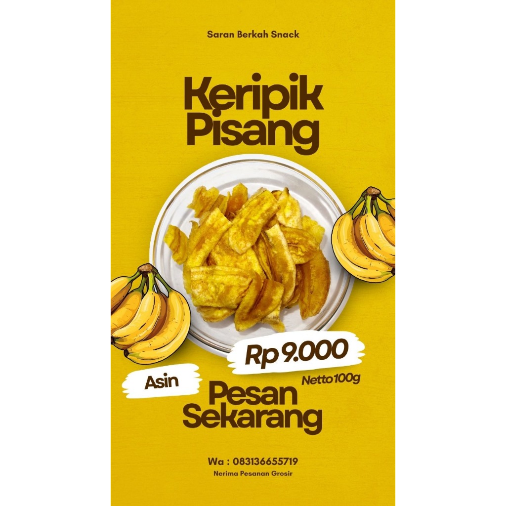 

Keripik Pisang Asin Dan Manis Kemasan 100g