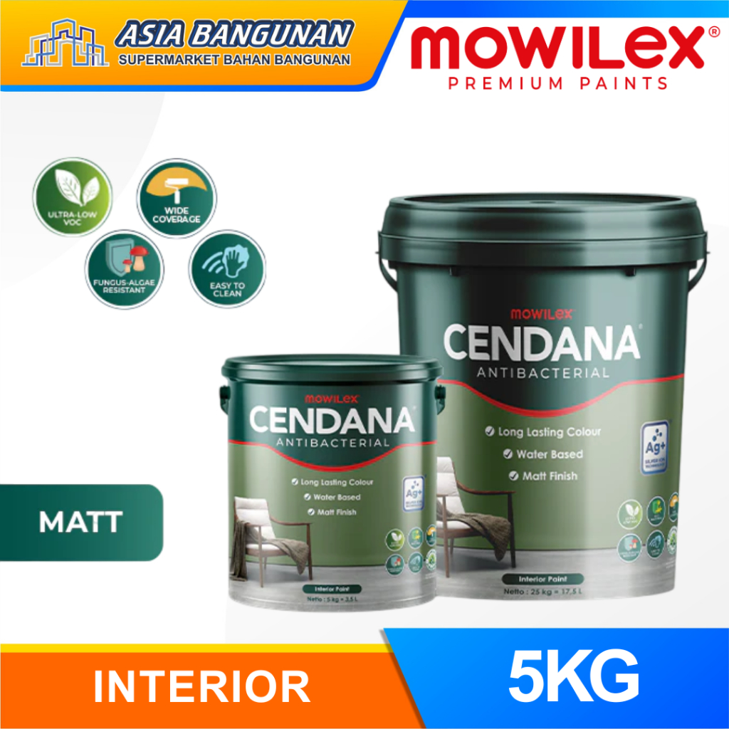 Cat Tembok Interior Mowilex Cendana 5Kg Anti Bacteria Cat Tembok Anti Jamur Dan Lembab