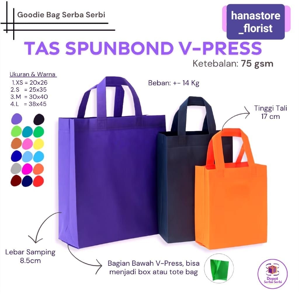 

Goodie Bag / Tote Bag Tali jinjing Shoping / Tas Spunbond / Tas Kain 75 gsm