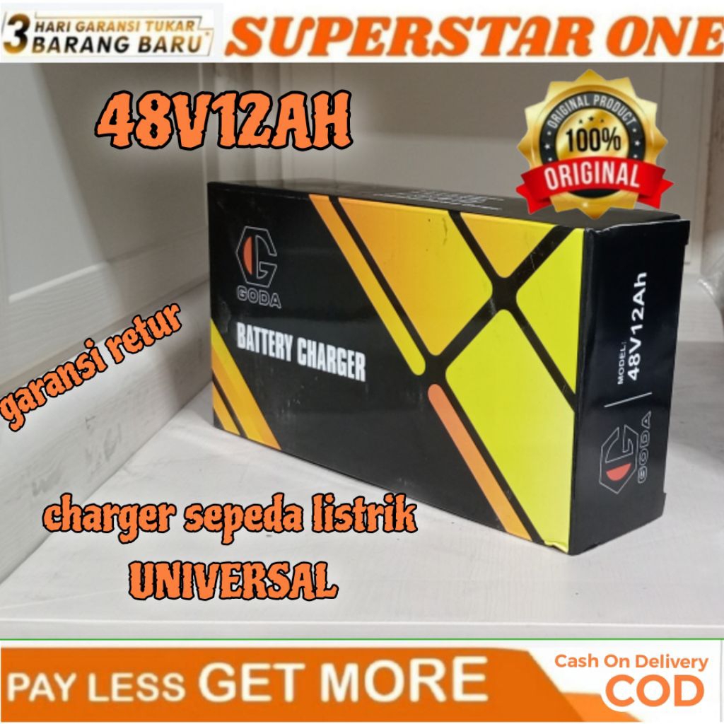 Charger GODA Cas Sepeda Listrik 48V 12AH AVIATOR UNIVERSAL