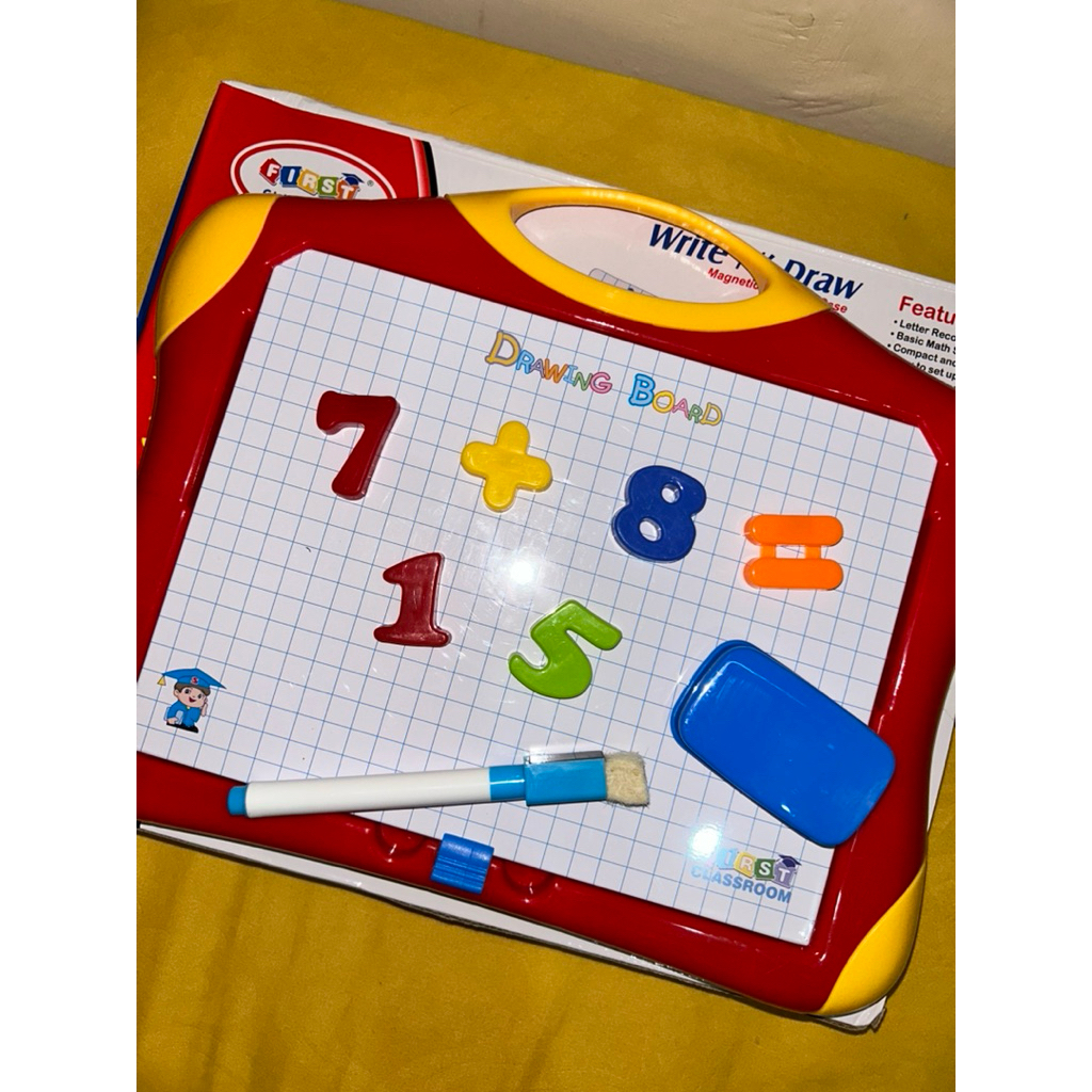 Papan Tulis Magnetik Edukasi Sketchpad Anak Gambar Angka Huruf (Preloved)