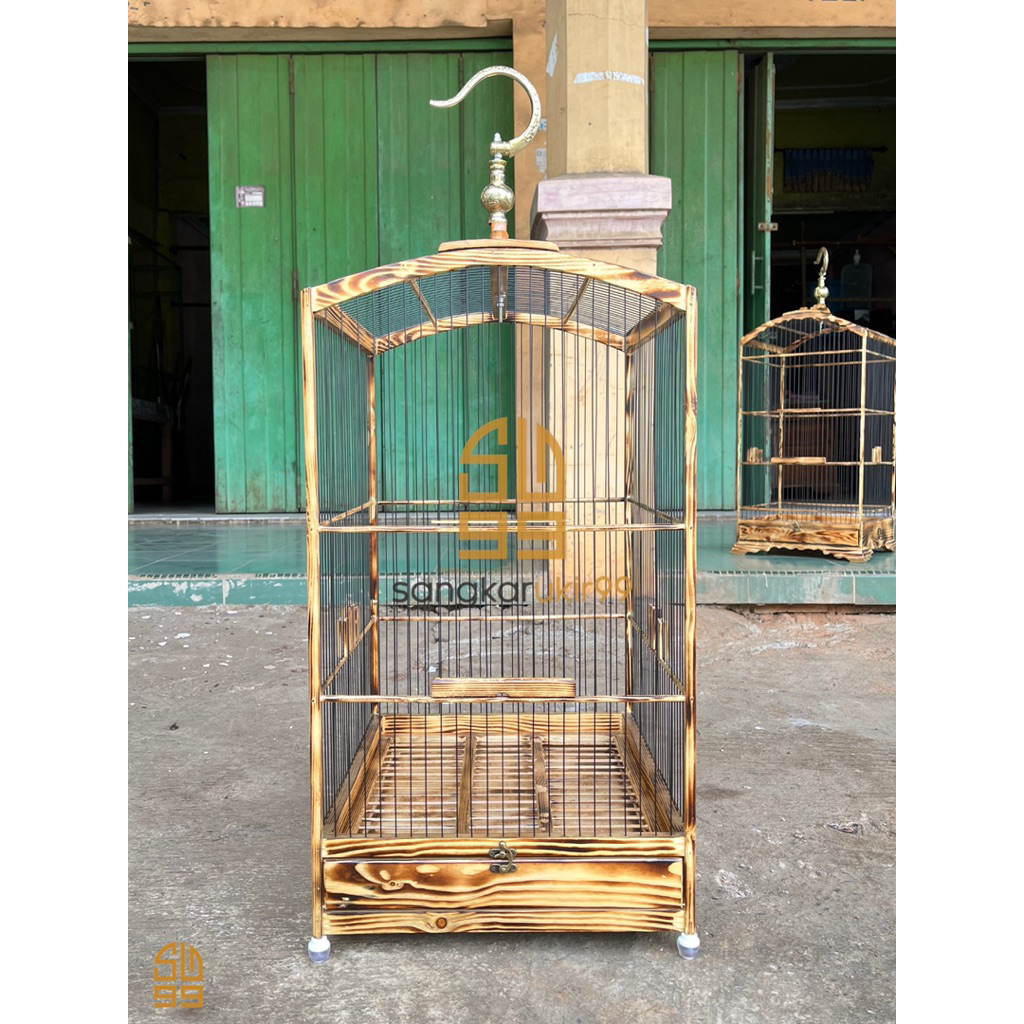Sangkar kenari, sangkar kotak, bahan kayu jati