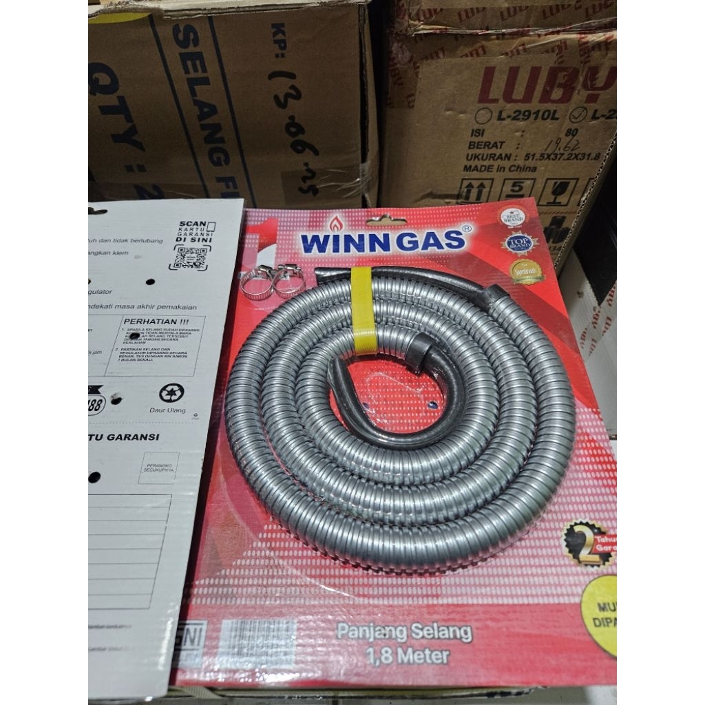 Selang Gas + Regulator / Winn Gas Regulator Dan Selang Kompor Panjang 1,8 Meter