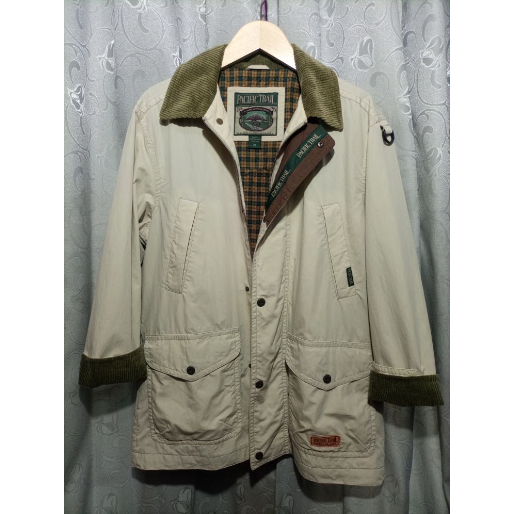 Jaket Pacific Trail Parka Kasual Kerah Lengan Korduroy_Krem_Size masuk XL