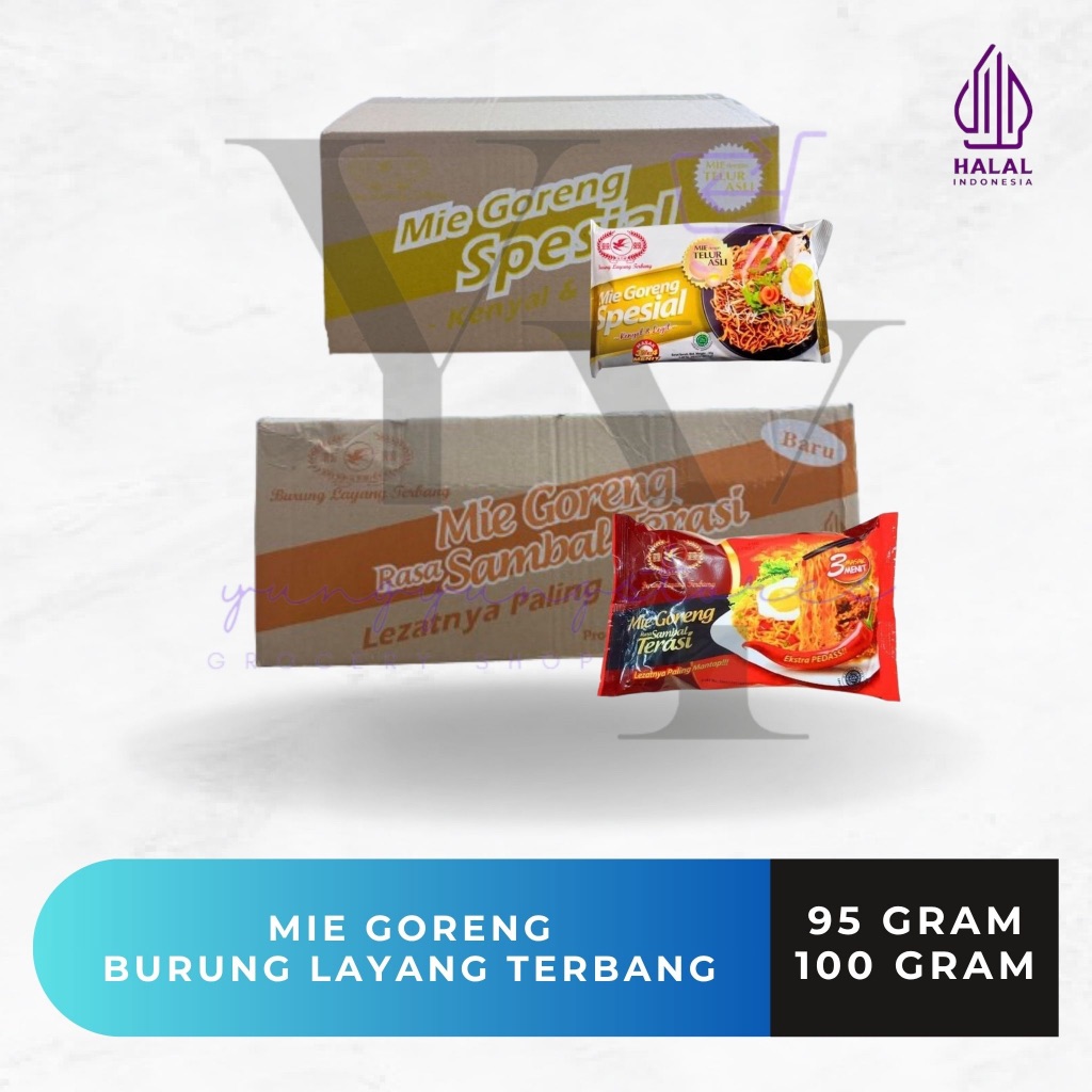 

1 Dus Isi 20 Bungkus Mie Goreng Spesial / Sambal Terasi Cap Burung Layang Terbang 95 gram / 100 gram