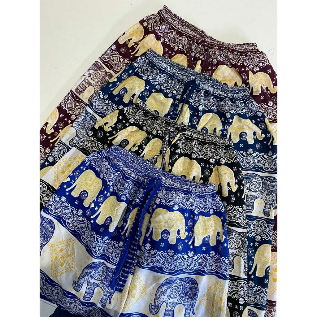 kulot celana rayon// celana kulot motif etnik// kulot rayon gajah// celana kulot gajah