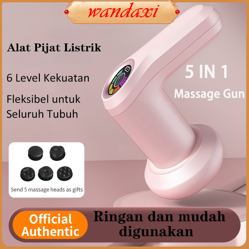 【Garansi】 5 IN 1 Pistol Pijat Bergetar Listrik Skylumba/ Alat Pijat Portabel Dapat Diisi Ulang untuk
