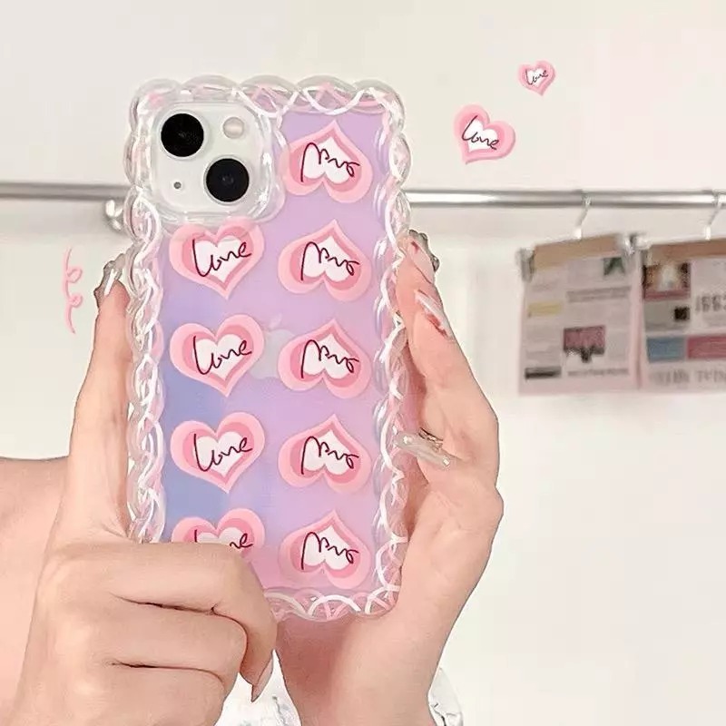 iPhone Case Soft Case Love Pink Hologram Cute Case Camera Protection Shockproof For iPhone 7/8 PLus 