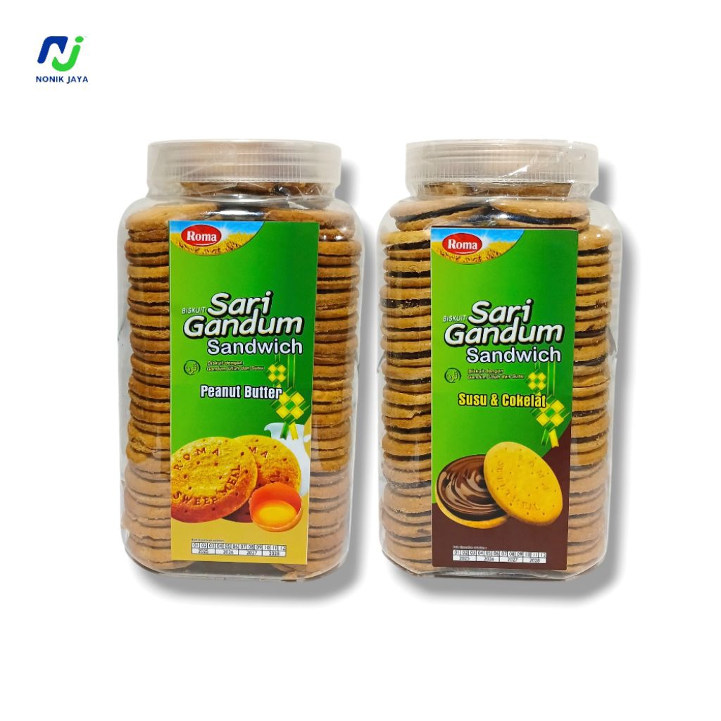 Grilshop7 Roma Sari Gandum Sandwich Toples / Biskuit Gandum Susu&Cokelat Peanut Butter@790Gr