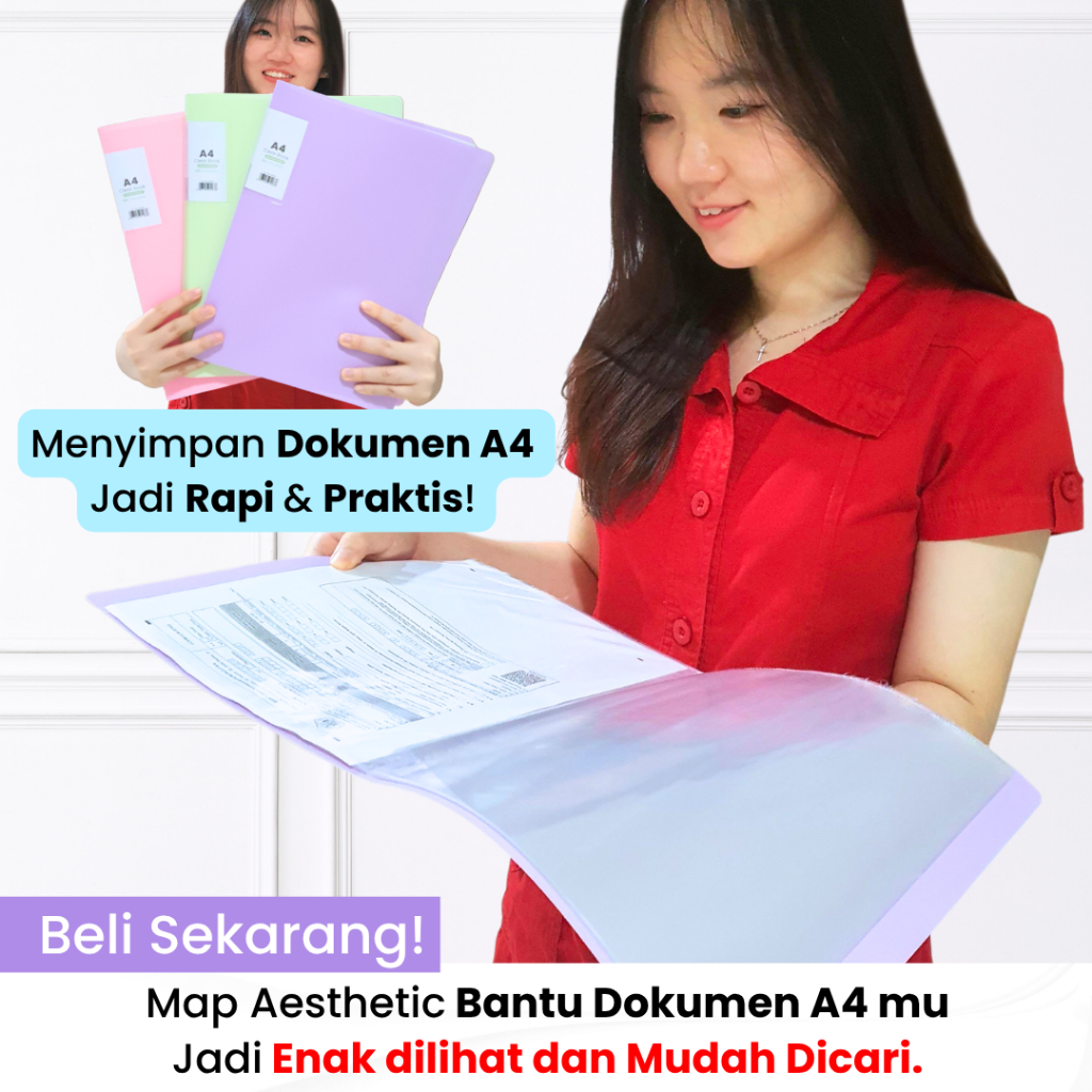 

Map Clear Holder A4 Aesthetic Pastel Display Book Dokumen Penting Kontrak Kerja ANTI AIR Map Estetik