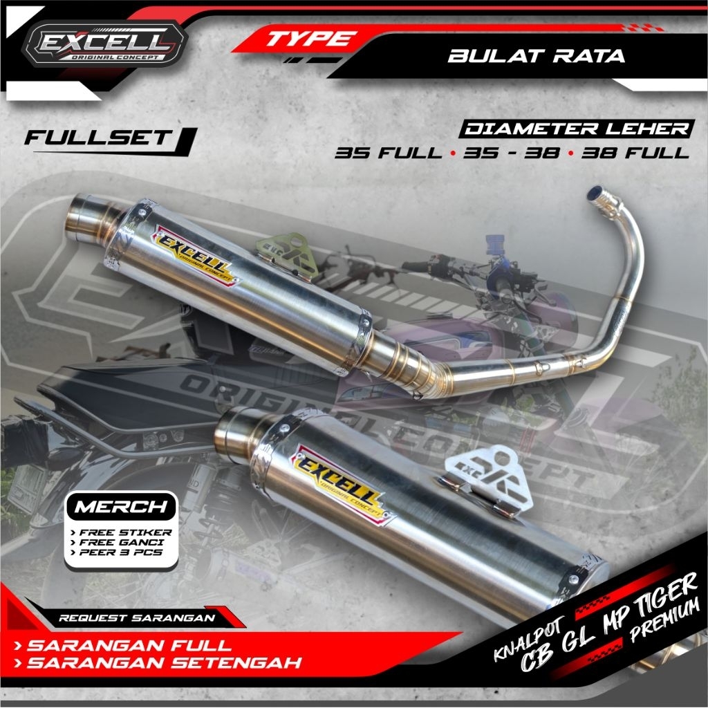 KNALPOT CB GL MP TIGER EXCELL ORIGINAL MODEL BULAT RATA KELURUSAN TERBARU  P30