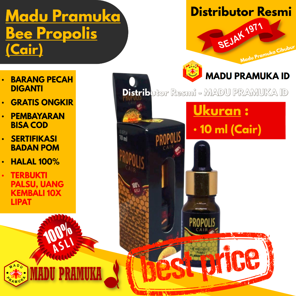 

BEE PROPOLIS (Cair) 10 ML - Madu Pramuka - Asli Original Alami Murni Murah - Resmi Official Store Star Seller