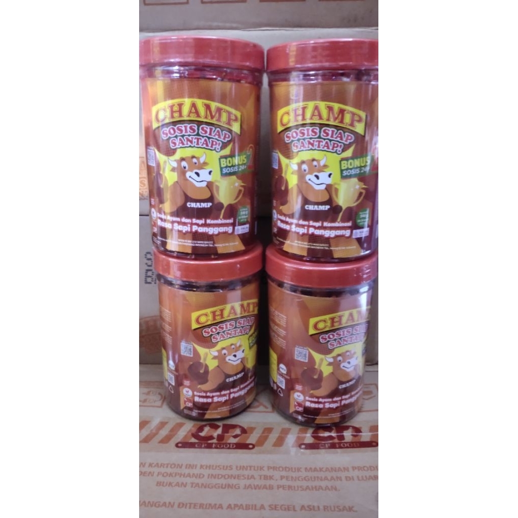 

Champ Sosis Sapi Siap Santap isi 24 + 2. 4 Toples