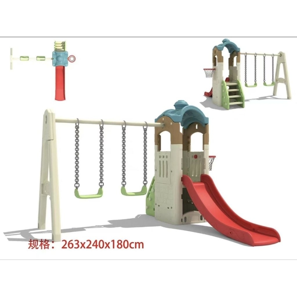 JUMBO AYUNAN DOUBLE PEROSOTAN SEKOLAH TAMAN BERMAIN TK SD GALVANIS HDPE TEBAL SWING TALI RUMAH ATAP 