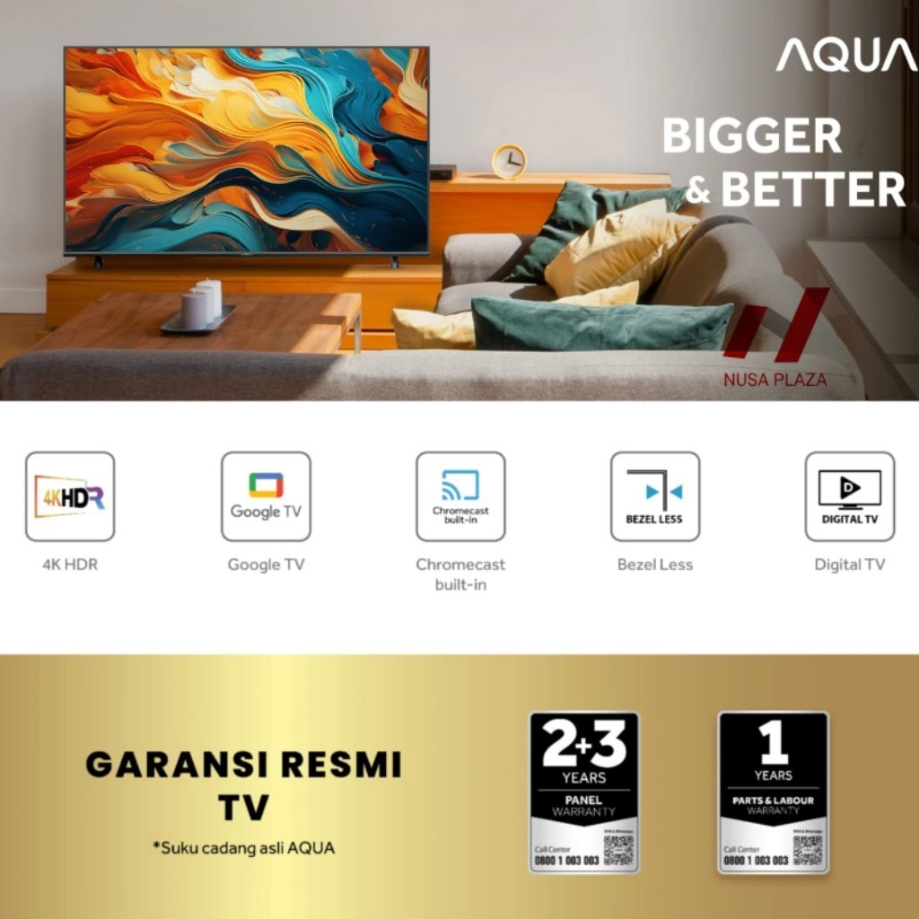 TV AQUA 43 INCH DIGITAL AQT-43K85FUX 4K HDR GOOGLE TV