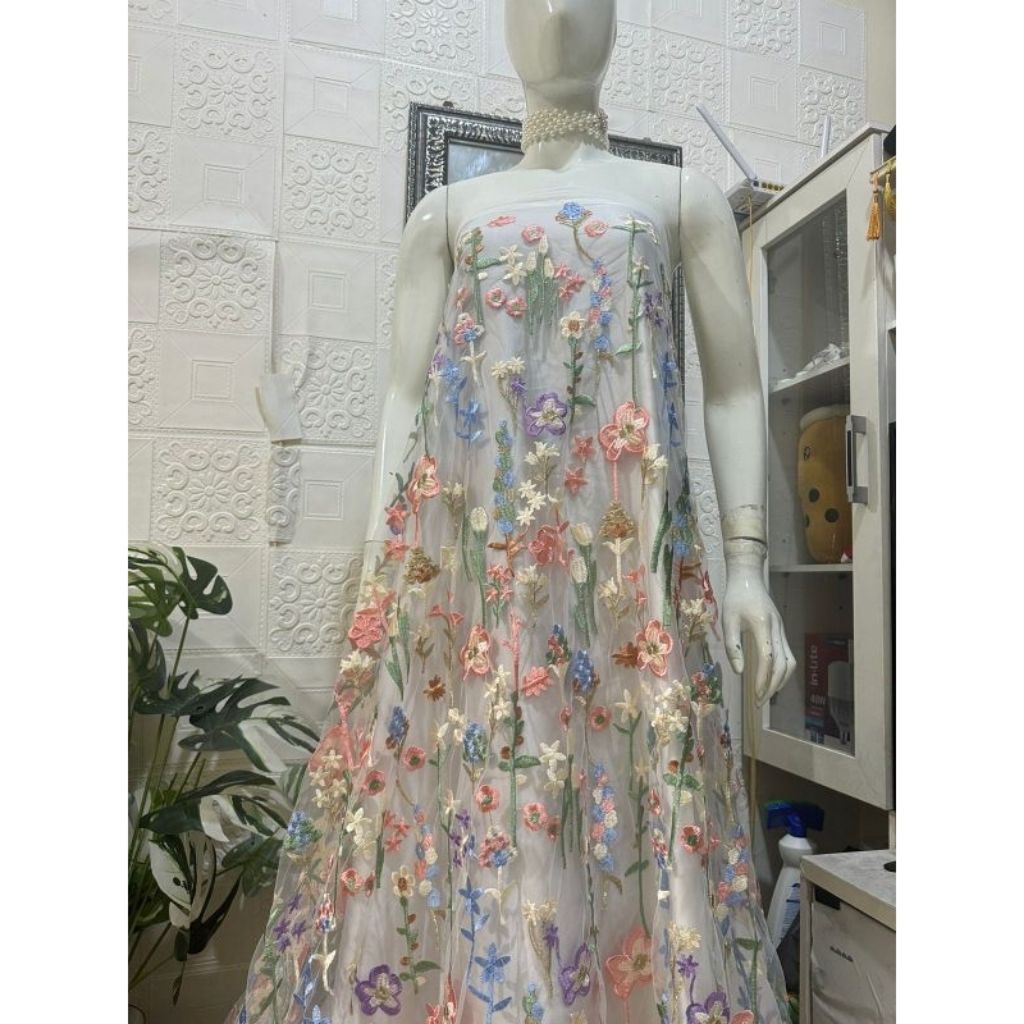 Tile Valentino Garden, Bahan Valentino Gareden, tile Garden, tille gradasi, kain valentino garden