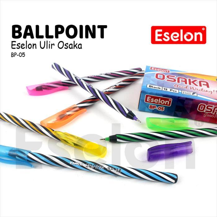 

1 Kotak Isi 12Pcs Pena Ulir / Pulpen Ulir Eselon Osaka Hitam