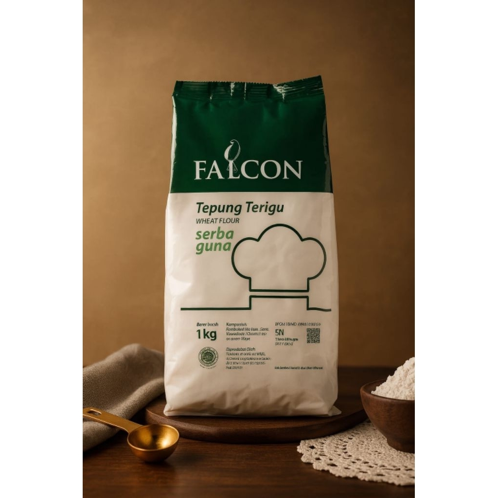 

Tepung Terigu Serba Guna Falcon Hijau 1Kg