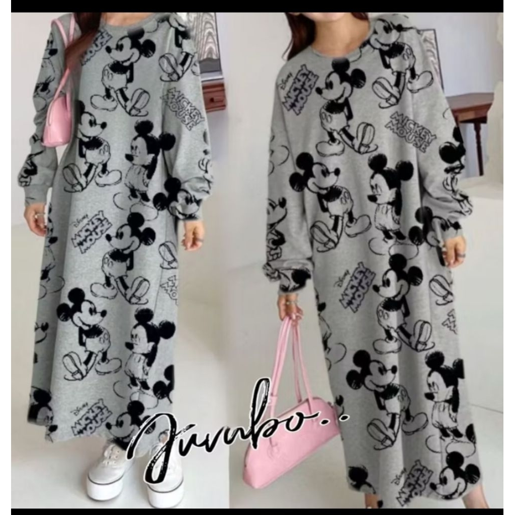 Dress mickey mouse jumbo dress mickey mouse big size dress wanita jumbo karakter mickey mouse