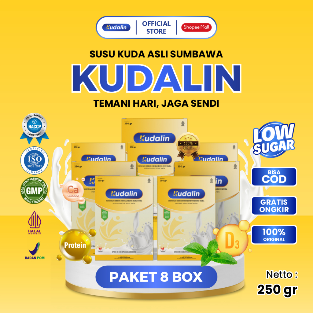 

Kudalin Susu Kuda Liar Sumbawa Asli Rendah Gula Rasa Original Berat 250 Gram Paket 8 Box