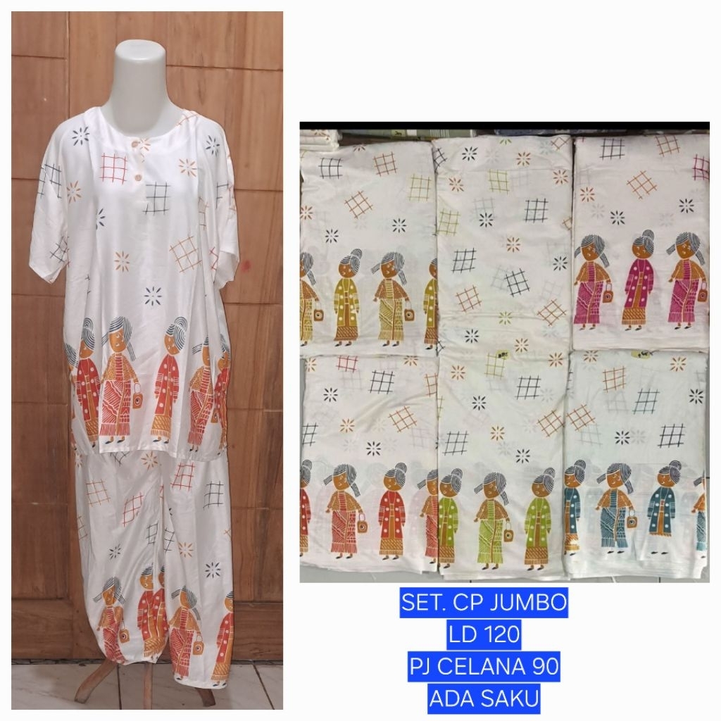 Setelan jumbo motif Bu Tedjo paket isi 3