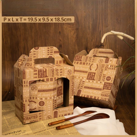 

box tenteng muat 2 toples 1000ml motif coklat koran dus hampers 19x9x18cm