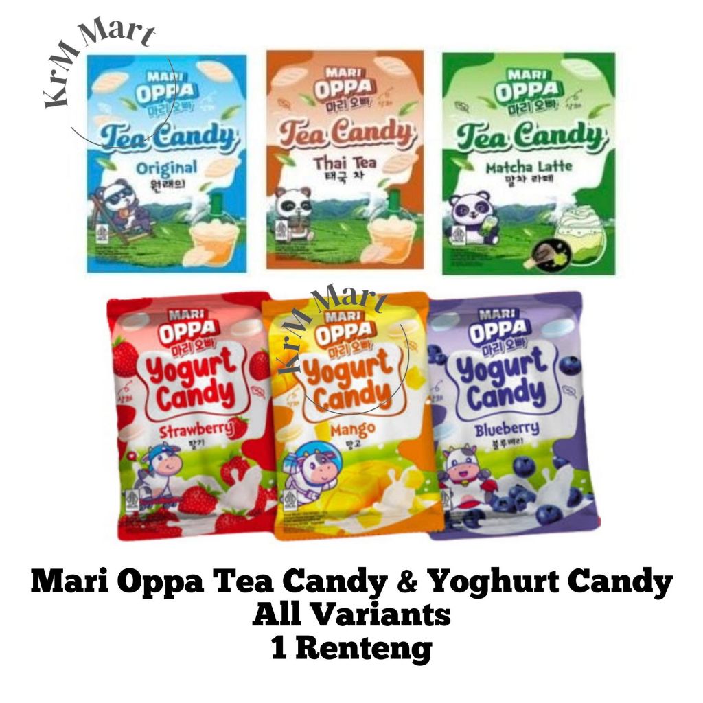 

MariOppa Tea Candy & Yoghurt Candy 1 renteng renceng All Varian mari oppa mariopa opa permen teh yogurt original thai matcha matca latte late stroberi strawberry mango mangga blueberry blueberi bluebery