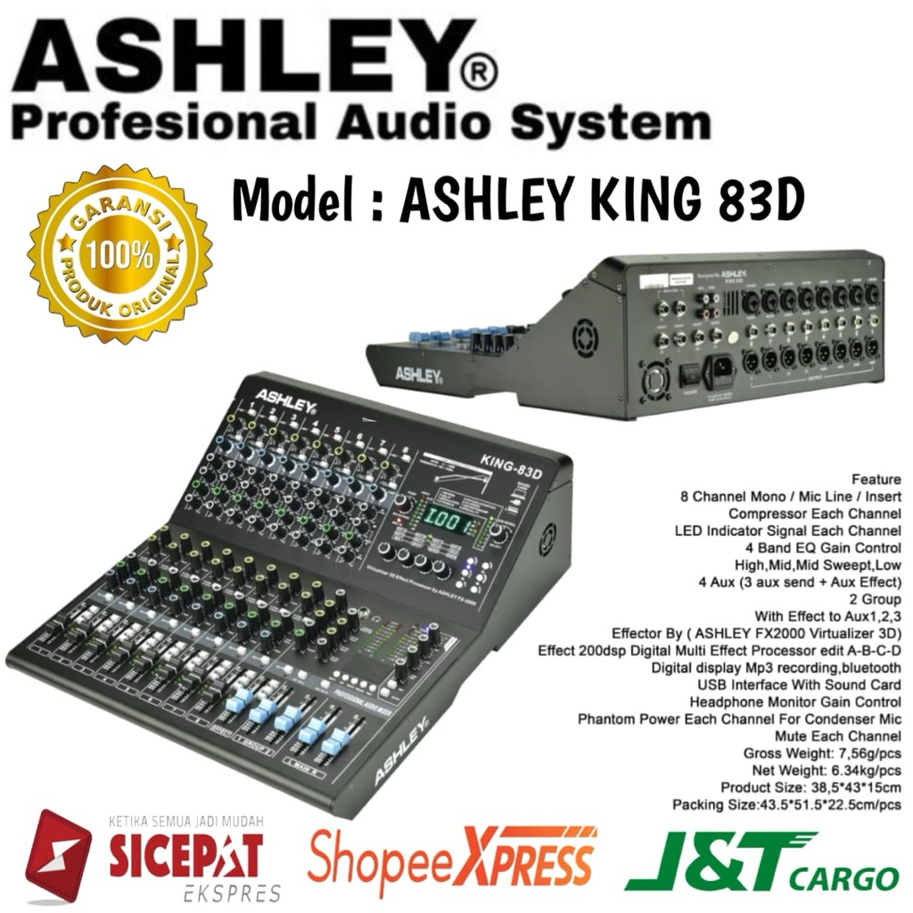 Mixer Ashley King8 3D Original Mixer Ashley 8 Channel Bluetooth usb