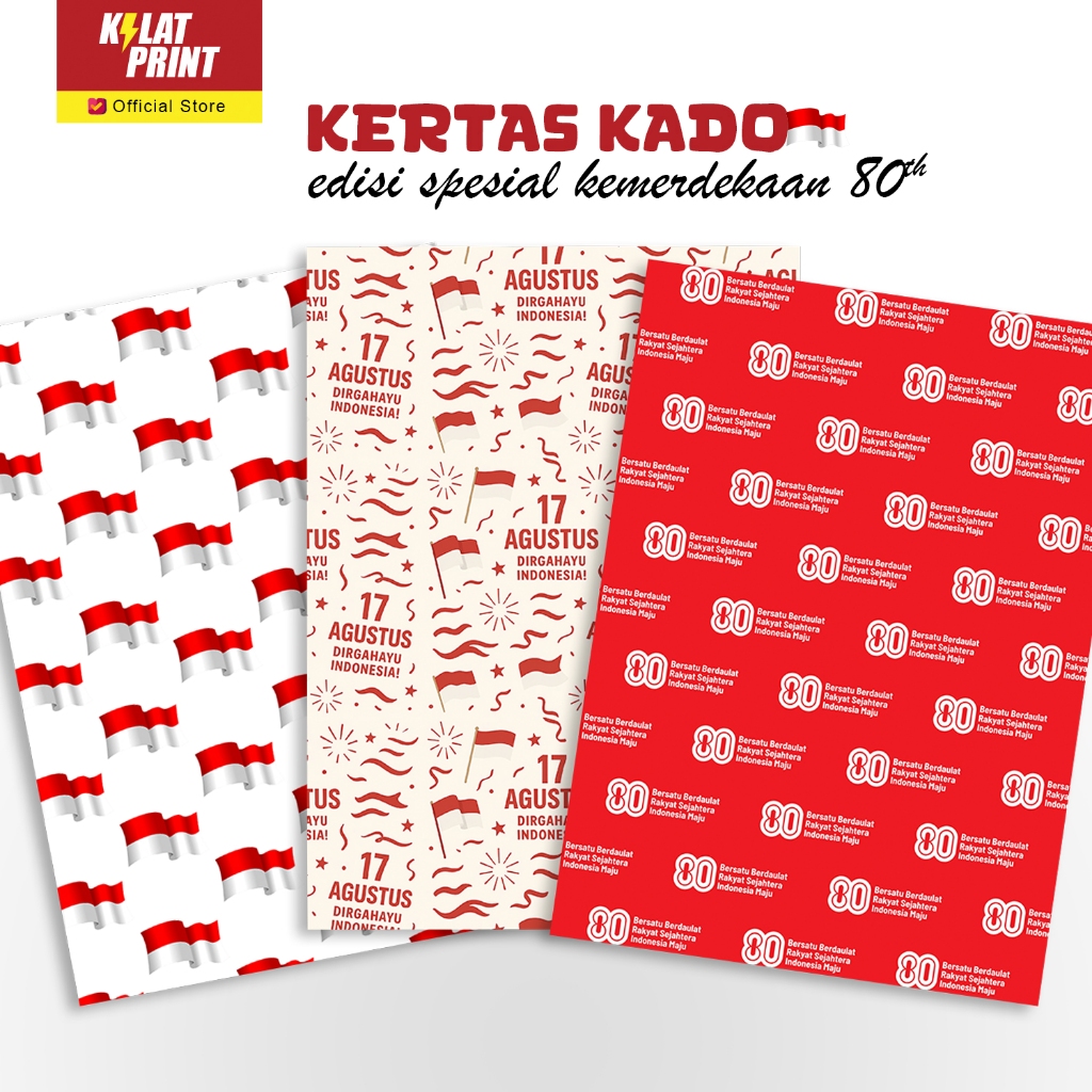 

Kertas Kado Custom Edisi 17 Agustus Hari Kemerdekaan RI Ke 80 Edition