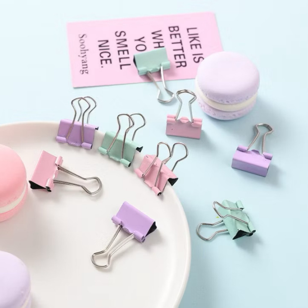 

Paper CLIP 19 mm / Binder Clip kecil warna pastel macaron
