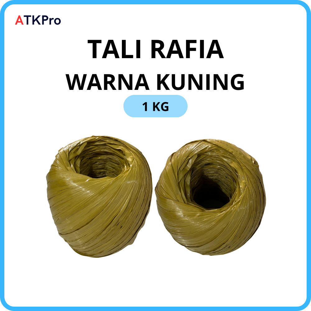 

TALI PLASTIK RAFIA KUNING 1 KG / RAFIA WARNA KUNING 1 KG KUAT MURAH