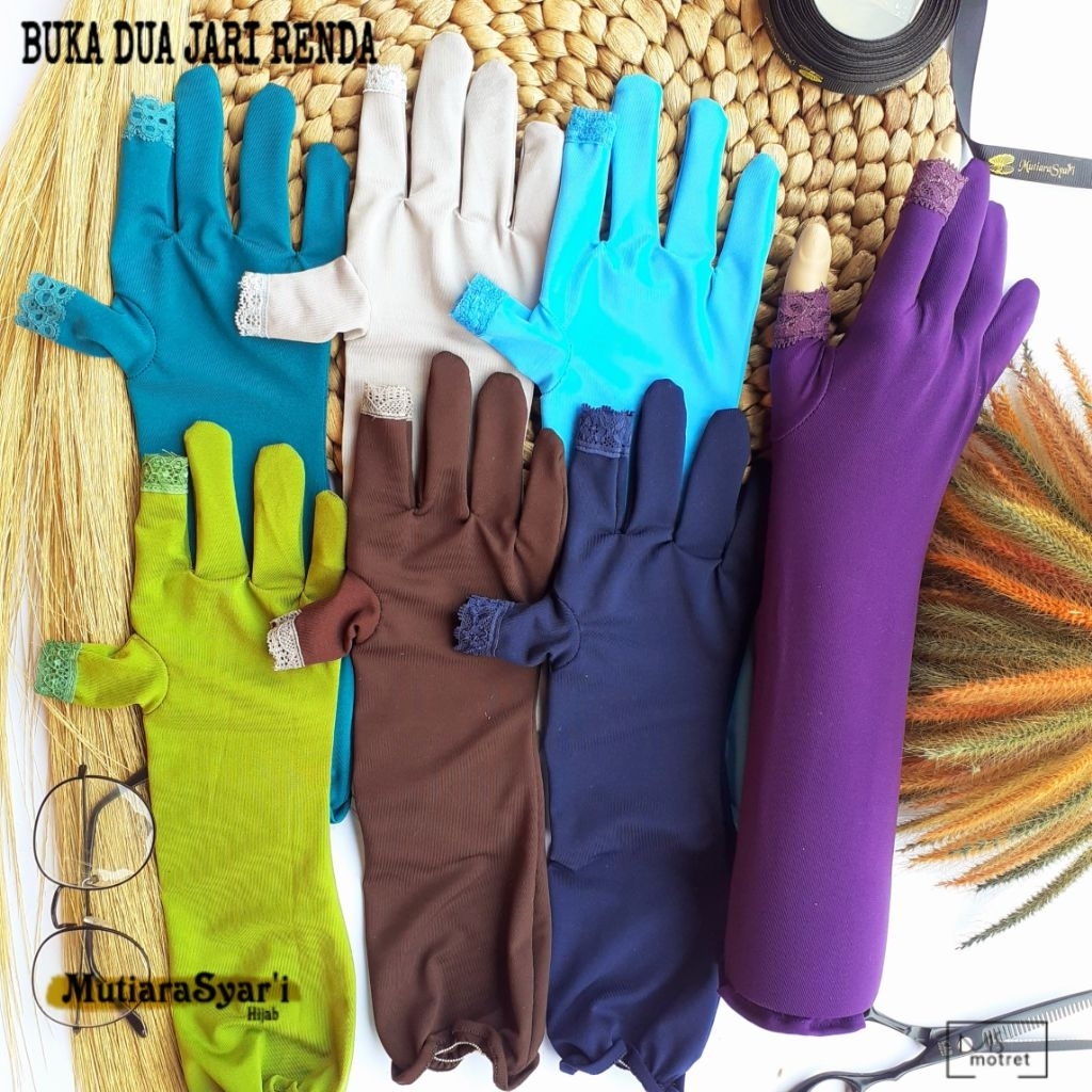 Sarung tangan touchscreen jempol telunjuk renda