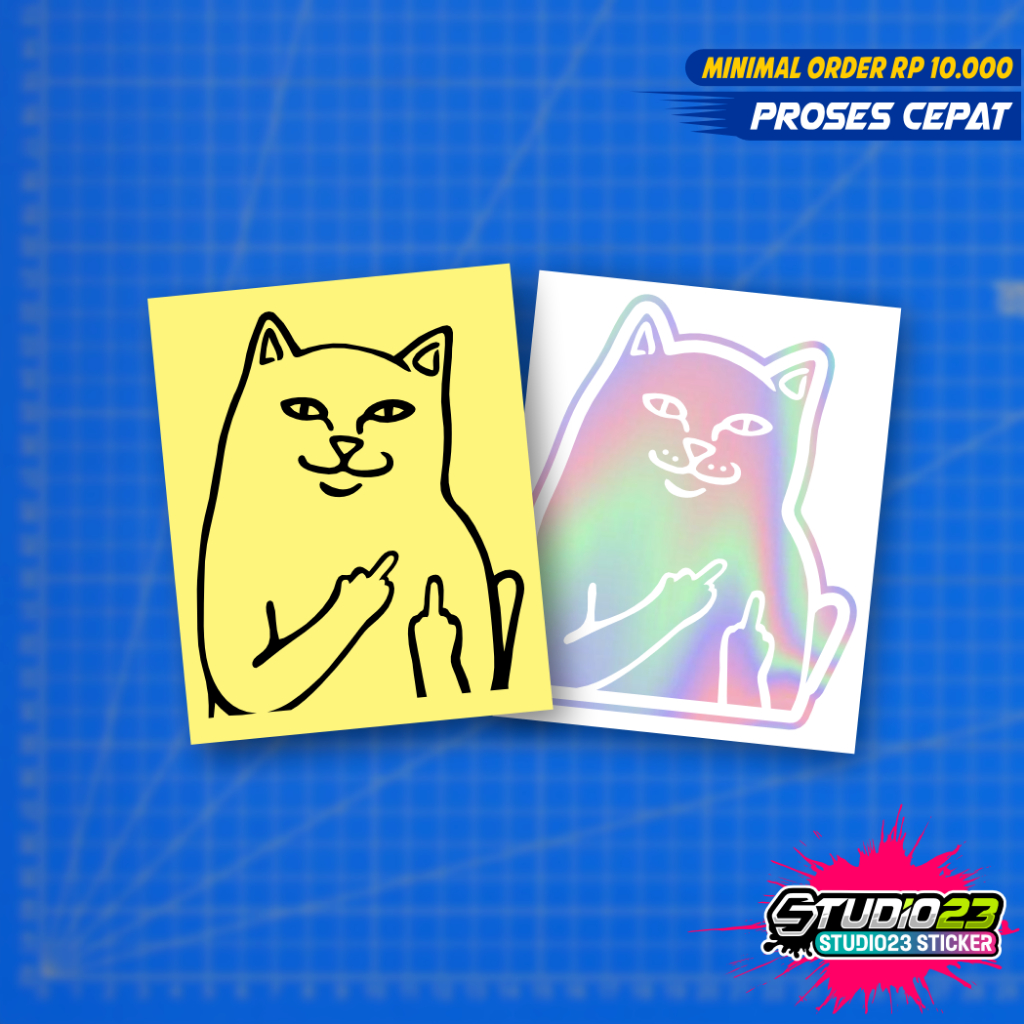 

Stiker Kucing Cat meme F*ckyou Cutting Hologram Lucu