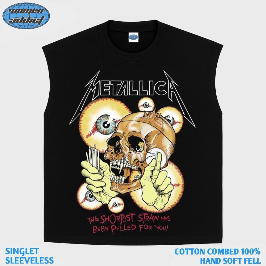 KAOS BAJU SINGLET METALLICA SHORTEST | SINGLET HITAM | SINGLET BAND | KAOS BAND | BAND METAL | LEKBO