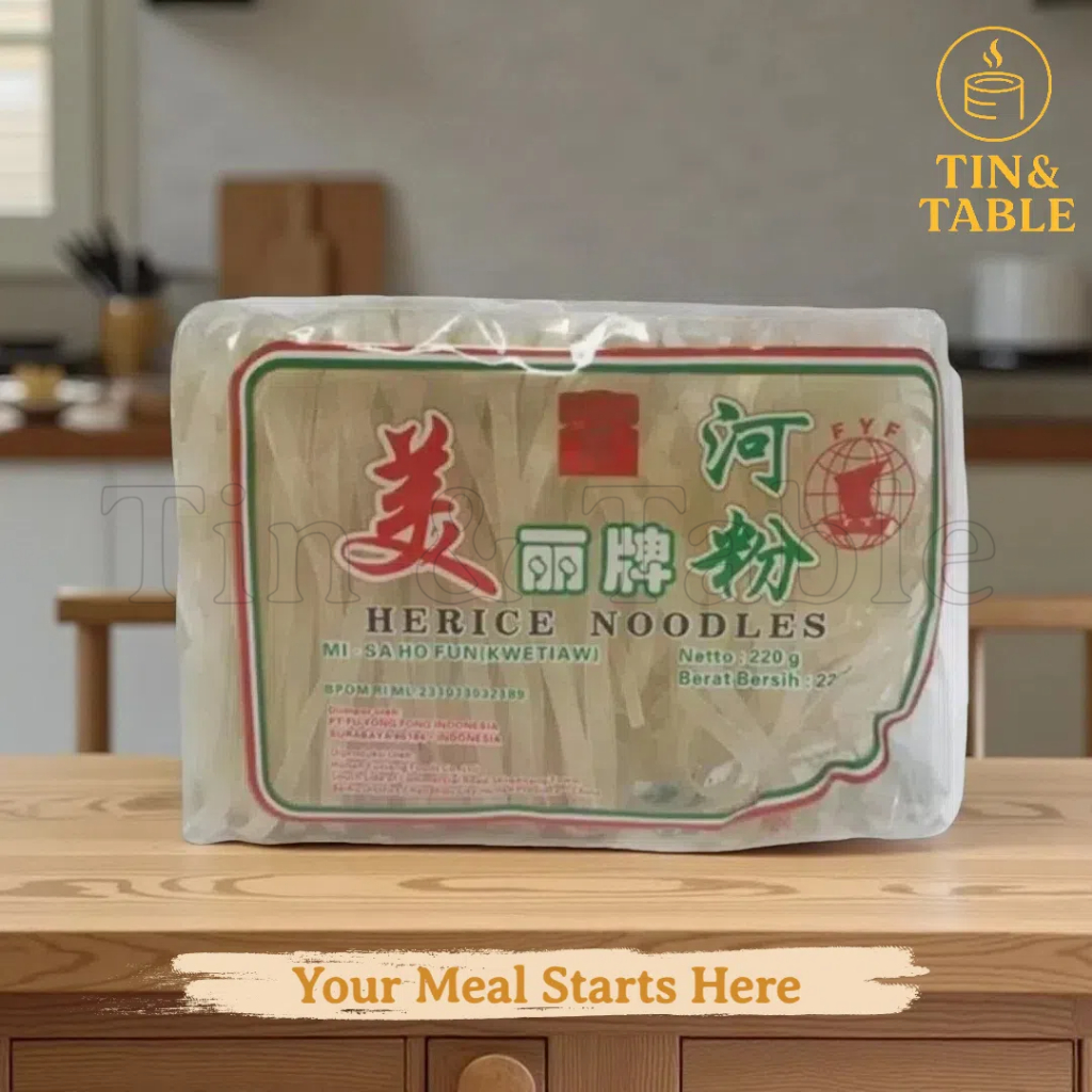 

Herice Noodles Sa Ho Fan Rice Noodle / Kwetiau Kwetiauw Mili 220 gram EXP 2027 HALAL