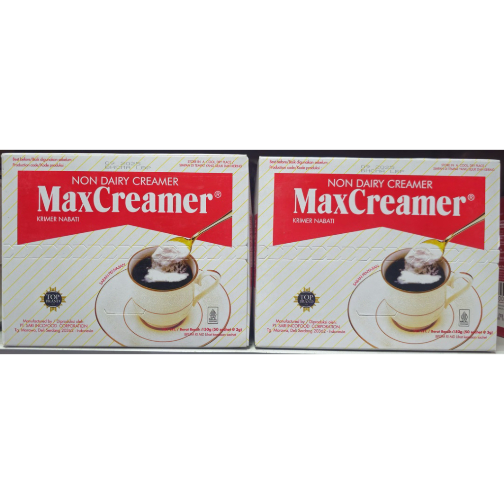 

Max Creamer Non Dairy Creamer 150g Box (isi 50pcs@3g) - Krimer Nabati